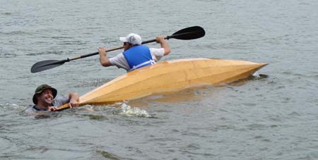 Bill testing the kayaks secondary stability